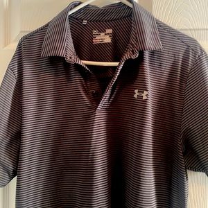 Under armour larger black/gray thin striped. Large polo